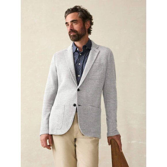 Faherty Heather Grey Inlet Knit Blazer Size Medium 41456 - Picture 1 of 12